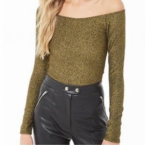 Metallic Long Sleeve Crop Top